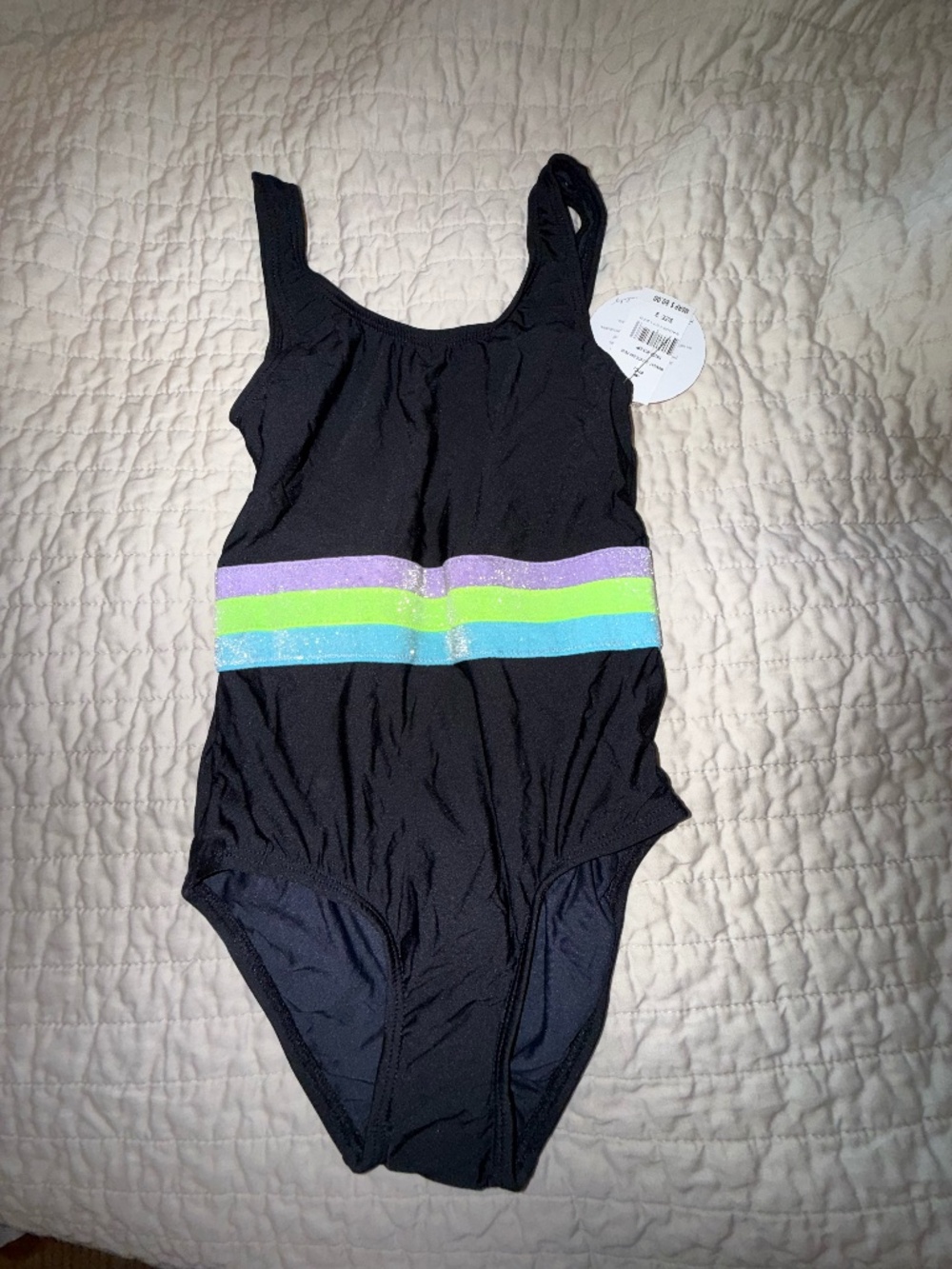PQ SWIM girls size 2 midnight elastic one piece swimsuit midnight